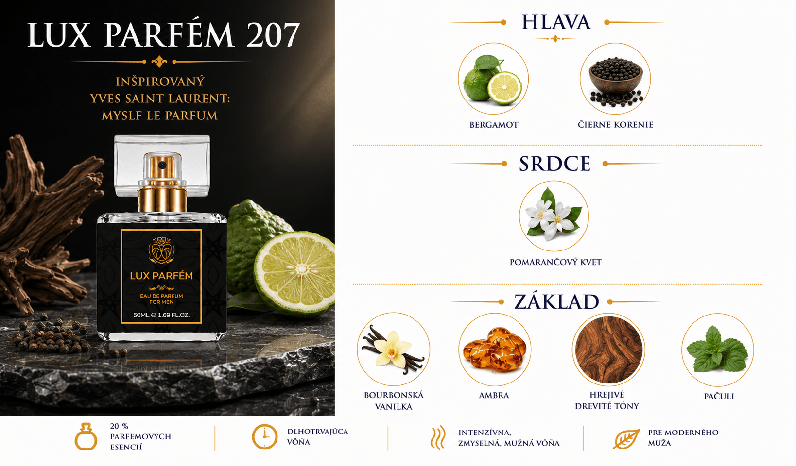 Lux Parfém 207 – Inšpirovaný Yves Saint Laurent: MYSLF Le Parfum